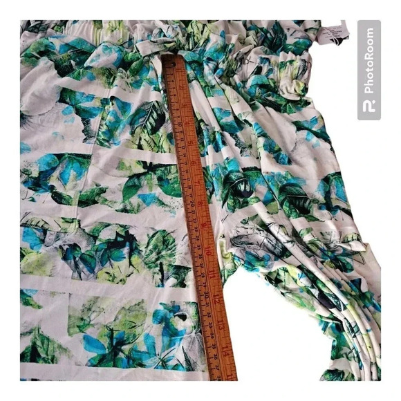 Jumpsuit Off Shoulder Tropical Beauty Green SKYE'S THE LIMIT Sz.XL Beach - Picture 5 of 13